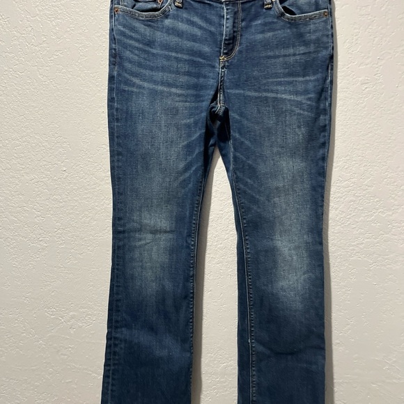 Lucky Brand Lolita Boot Cut Jeans Sz 10/30 Ankle Dark Wash White Denim - Picture 2 of 9